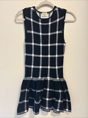 Torn by Ronny Kobo blk/White Plaid peplum Tunic top